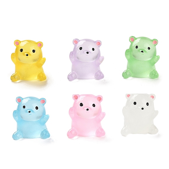 Медведь, светящиеся украшения из смолы, светится в темноте, украшения для рабочего стола в автомобиле или домашнем офисе