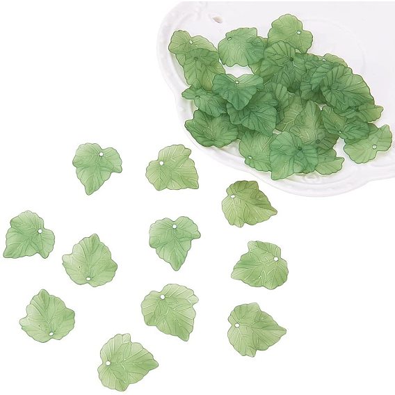 Transparent Frosted Acrylic Pendants, Maple Leaf