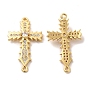 Brass Pave Clear Cubic Zirconia Connetor Charms, Religion Cross Links