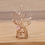 Hollowe Alloy Enamel Chandelier Componement Links, Bird Cage Shape with Butterfly, Light Gold