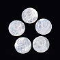 Natural White Shell Cabochons, Flat Round with Girl