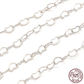 925 Sterling Silver Heart Link Chain, Soldered