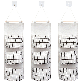 Настенные подвесные сумки для хранения, с деревянным бруском