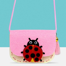 Handmade Non-woven Fabric Animal Change Wallet Set, with Alloy and Plastic Findings, Polyester Wire, Diy Crafts for Children, Ladybird