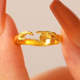 Регулируемые латунные манжеты с открытыми кольцами для женщин, рука