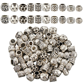 100шт 10 стили сплав европейские бусины, бусины с большим отверстием, рондель, бочка и колонна