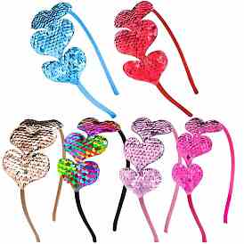 Bandeaux en tissu à paillettes en forme de coeur, accessoires pour cheveux saint valentin pour filles