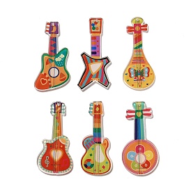 Instrument Theme Translucent Resin Big Pendants, Colorful Guitar/Chinese Lute Pipa Charms