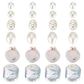 24Pcs 6 Styles Natural Pearl Beads, Mixed Shapes