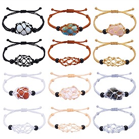 Adjustable Braided Nylon Cord Macrame Pouch Bracelet Making, with Glass Beads