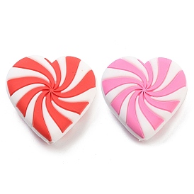 Heart Food Grade Eco-Friendly Silicone Focal Beads, DIY Nursing Necklaces Making