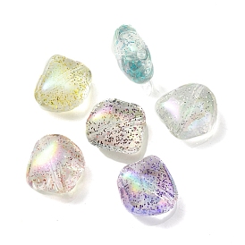 UV Plating Rainbow Iridescent Acrylic Beads, with Glitter Powder, Diamond