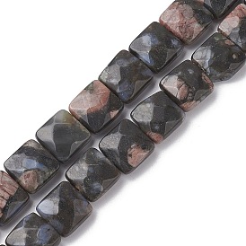 Natural Glaucophane Beads Strands, Faceted Square