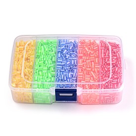 Пэ поделок Melty бисером предохранитель бусы заправки, колонка, 5color / коробка, 5x5 мм, отверстие: 3 мм, около 400 шт / отсек, 2000 шт / коробка