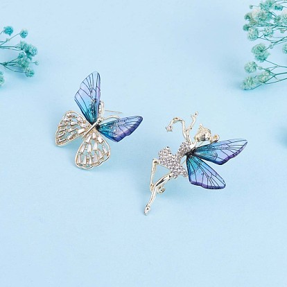 Crystal Rhinestone Butterfly Brooch Pin, Cute Animal Alloy Badge for Clothes Suits Jacket Backpack