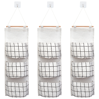 Настенные подвесные сумки для хранения, с деревянным бруском