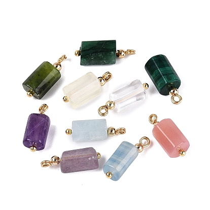 Pendentifs de pierres précieuses naturelles et synthétiques, charmes de colonne, avec les accessoires en laiton de tonalité d'or, facette