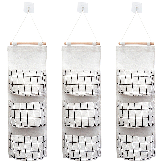 Настенные подвесные сумки для хранения, с деревянным бруском