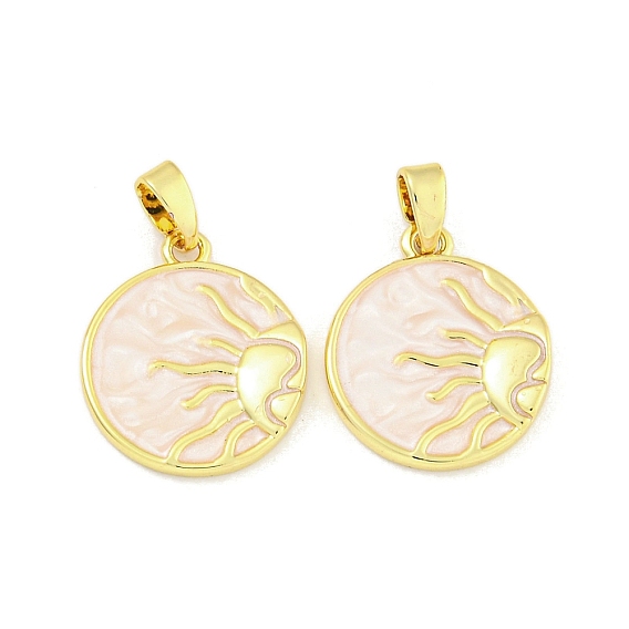 Плоские круглые подвески из латуни, покрытие стойки, солнечные чары, без кадмия и без свинца