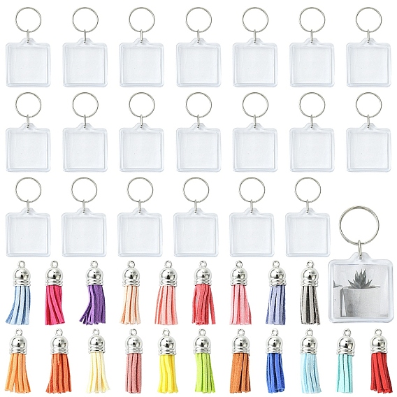 Набор для изготовления брелка своими руками, включая акриловый брелок, Искусственные замши кисточкой подвесные украшения