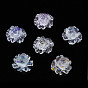 Transparent Resin Cabochons, with Glitter Powder, Flower