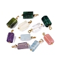 Natural & Synthetic Gemstone Pendants, Column Charms, with Golden Tone Brass Findings, Faceted