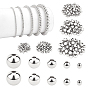 300Pcs 5 Sizes Brass Beads, Long-Lasting Plated, Round