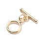 Rack Plating Brass Toggle Clasps, Cadmium Free & Lead Free, Long-Lasting Plated, Round Ring