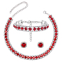 1 Bag Brass & Glass & Iron Jewelry Sets, including Necklace & Bracelet & Earrings