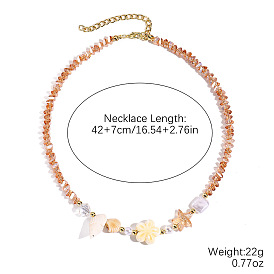 Ожерелья из морского фарфора, пластикового жемчуга и стеклянных бусин, золотые