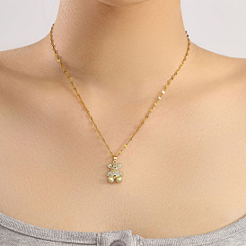 Элегантные ожерелья с подвеской в виде медведя из латуни с прозрачным кубическим цирконием на день святого валентина