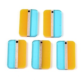 Прозрачные подвески из смолы и дерева, прямоугольные, два тона