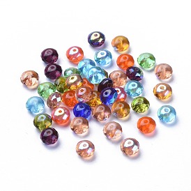 Electroplate Czech Glass Beads, AB Plated, Faceted, Rondelle