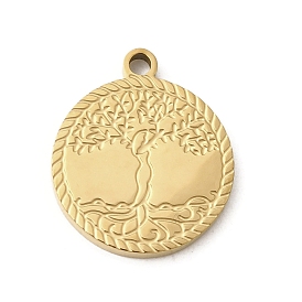 304 подвески из нержавеющей стали, ионное покрытие (ip), плоская круглая с подвеской дерево жизни