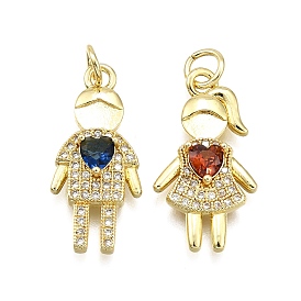 Латунные микро проложить кубического циркония подвески, мальчик девочка, долговечный, без свинца и без кадмия, стойки покрытие, с целью перехода в кольце
