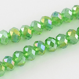 Electroplate Glass Bead Strands, AB Color Plated, Faceted Rondelle