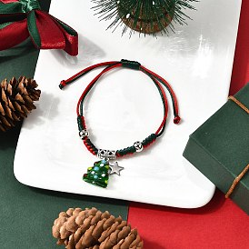 Ручной работы лэмпворк с 304 браслетами из нержавеющей стали в виде звездочек для женщин, с нейлоновой нитью, Рождественские елки