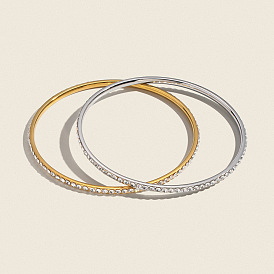 304 простые браслеты из нержавеющей стали со стразами для женщин