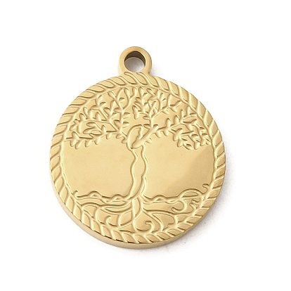 304 подвески из нержавеющей стали, ионное покрытие (ip), плоская круглая с подвеской дерево жизни