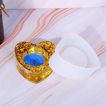 DIY Heart Candleholder Silicone Molds, Fondant Molds, For DIY Decoration, UV Resin & Epoxy Resin Jewelry Making