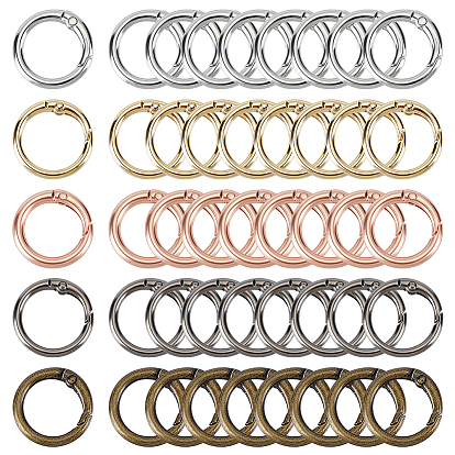 100Pcs 5 Colors Zinc Alloy Spring Gate Rings, Ring