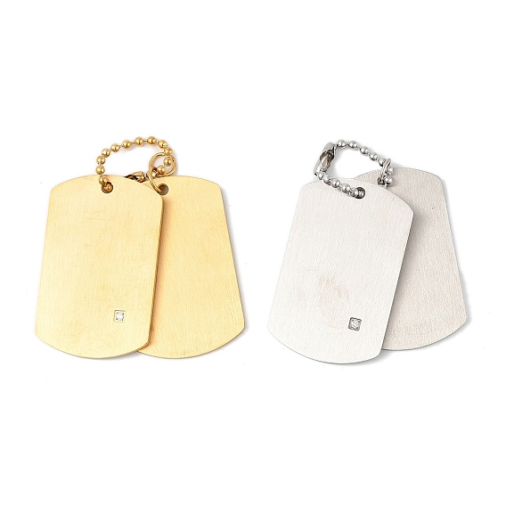 304 кулон из нержавеющей стали со стразами., ионное покрытие (ip), прямоугольные