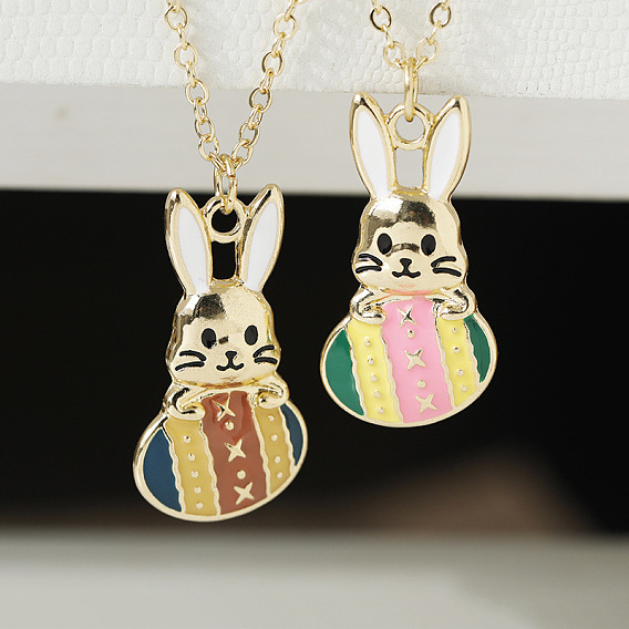 Подвеска в виде кролика из эмали с пасхальным яйцом для женщин., золотой свет
