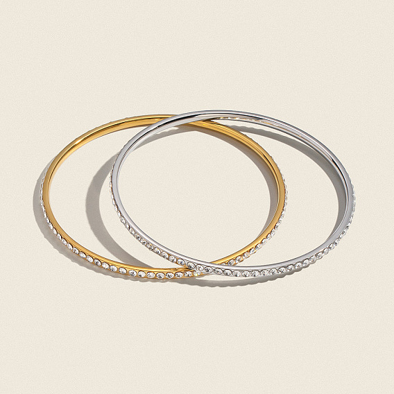 304 простые браслеты из нержавеющей стали со стразами для женщин