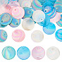48 шт. 4 стили подвески из натуральной ракушки капиз с цветным покрытием, окрашенные, плоские круглые прелести
