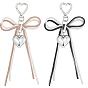 2 шт. 2 подвеска в виде сердца из сплава и искусственной кожи с бантом, для украшения сумки