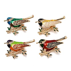 Броши из цинкового сплава со стразами в виде птиц, с эмалью