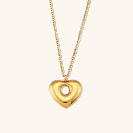 Minimalist Gold Plated Stainless Steel Hollow Heart Pendant Necklace