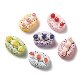Opaque Resin Decoden Cabochons, Strawberry Cake, Imitation Food