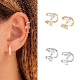 18k Gold Plated Minimalist Double-layer Clip-on Earrings - Elegant, Versatile, Chic.